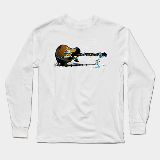 Christmas Guitar Gifts Guitarist Musician Concert Guitar Long Sleeve T-Shirt by KsuAnn